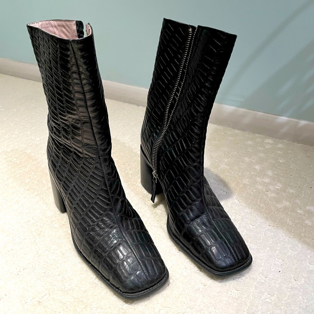 Intentionally Blank Black Crocodile boot